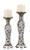Set Of Two Silver Pillar Tabletop Pillar Candle Holders