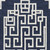Homeroots Home Decor 5'x7' Navy Blue Ivory Hand Tufted Bordered Greek Key Indoor Area Rug, Navy Blue Ivory Color, Hand Tufted