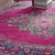 Homeroots Home Decor 8’ Round Fuchsia and Blue Distressed Area Rug, Round Shape, Fuchsia and Blue Color