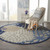 8’ Round Blue Large Floral Indoor Outdoor Area Rug - 4512822809281