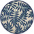 8’ Round Navy and Beige Leaves Indoor Outdoor Area Rug