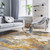 Homeroots Home Decor 5' x 8' Abstract Power Loom Stain Resistant Area Rug, Yellow Gold, Blue, Grey, Brown, and Beige