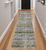 8' Blue And Ivory Abstract Runner Rug