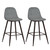 Set of Two 26" Gray And Gold Steel Counter Height Bar Chairs