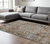 8' X 10' Tan Blue And Burnt Orange Oriental Distressed Area Rug With Fringe