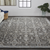 5' X 8' Blue Gray And Charcoal Wool Floral Hand Tufted Area Rug