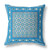 16" X 16" Blue And Pink Broadcloth Floral Throw Pillow