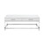 47" White Silver And Clear Wood Acrylic And Steel Coffee Table