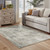 8' X 11' Grey Beige And Teal Oriental Power Loom Stain Resistant Area Rug - 606114587958