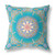 16" X 16" Blue And Green Broadcloth Floral Throw Pillow