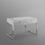 47" Light Gray and Silver Wood and Stainless Steel Sled Writing Desk With Two Drawers