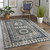 7' X 10' Ivory And Blue Medallion Distressed Area Rug