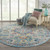 Homeroots Home Decor 8' Round Light Blue and Ivory Distressed Area Rug