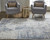 4' X 6' Ivory Gray And Blue Abstract Distressed Area Rug