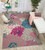5' X 7' Gray And Pink Floral Area Rug