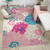 5' X 7' Gray And Pink Floral Area Rug