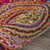 Homeroots Home Decor Multicolored Chindi And Natural Jute Fringed Round Rug 