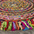 Homeroots Home Decor Multicolored Chindi And Natural Jute Fringed Round Rug 