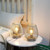 Set of Two 7" Silver And Gold Pierced Geometric Cordless Lantern Lamps