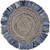 Denim and Natural Jute Round Swirl Fringed Rug