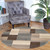 5' Gray Tan And Brown Patchwork Round Rug