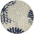 Homeroots Home Decor Ivory and Navy Indoor Outdoor Area Rug, 5 Inch Round