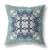 26" X 26" Gray And Blue Broadcloth Floral Throw Pillow
