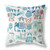 26" X 26" Blue And White Broadcloth Floral Throw Pillow