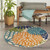 4’ Round Orange Floral Outdoor Area Rug - 4512822796055