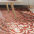 8' X 10' Rust And Gray Damask Distressed Area Rug