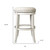30" Bone and Antiqued White Fabric and Solid Wood Backless Bar Height Swivel Bar Chair