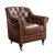34" Vintage Dark Brown Top Grain Leather And Brown Tufted Chesterfield Chair