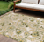12' X 15' Ivory Green And Yellow Floral Indoor Outdoor Area Rug