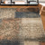 7' X 9' Blue And Ivory Damask Distressed Area Rug