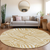 8' Gold And Ivory Round Animal Print Washable Indoor Outdoor Area Rug