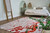 7' X 9' Red and White Abstract Non Skid Area Rug