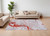 7' X 9' Red and White Abstract Non Skid Area Rug