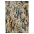 5' X 8' Beige Rust And Light Blue Abstract Distressed Area Rug With Fringe