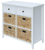 30" White Wood And Water Hyacinth Accent Cabinet With Six Drawers