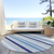 8' Blue Purple And Gray Round Striped Washable Indoor Outdoor Area Rug