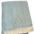 Herringbone Cotton Blend A Initial Throw Blanket with Tassels And Embroidery