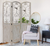 68" Beige Metal And Wood Folding Three Panel Screen Room Divider