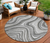 8' Gray Charcoal And Ivory Round Abstract Washable Indoor Outdoor Area Rug