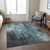 9' X 12' Teal Blue Gray And Ivory Abstract Washable Indoor Outdoor Area Rug