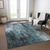 9' X 12' Teal Blue Gray And Ivory Abstract Washable Indoor Outdoor Area Rug