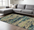 8' X 10' Sand And Green Wool Abstract Hand Tufted Area Rug