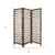 72" Brown Folding Three Panel Screen Room Divider