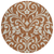 8' Brown And Beige Round Floral Washable Indoor Outdoor Area Rug