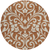 8' Brown And Beige Round Floral Washable Indoor Outdoor Area Rug