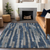 8' X 10' Navy Blue And Denim Blue Striped Washable Indoor Outdoor Area Rug